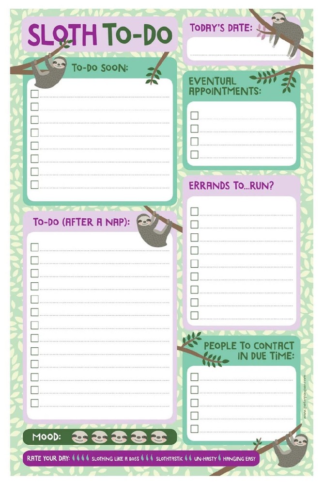 Note Pad - Sloth To-Do