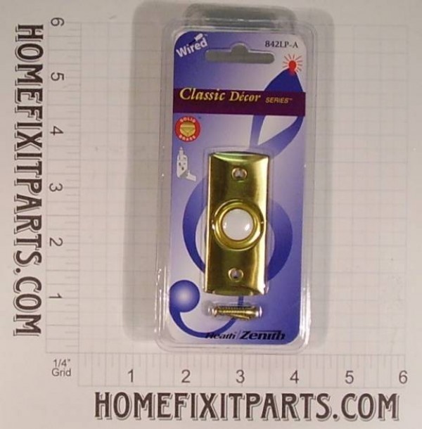 Wired White Push Button with Solid Brass Escutcheon Lighted 842LP-A