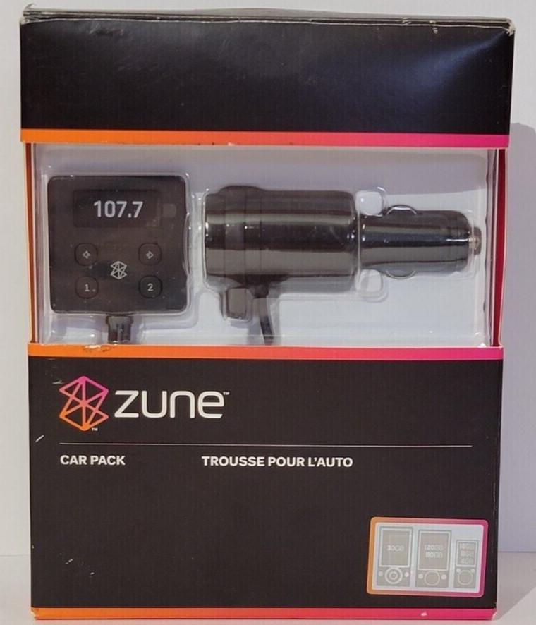 Microsoft Zune Car Pack V2 FM Radio Transmitter Charger For All Zune MP3 Players