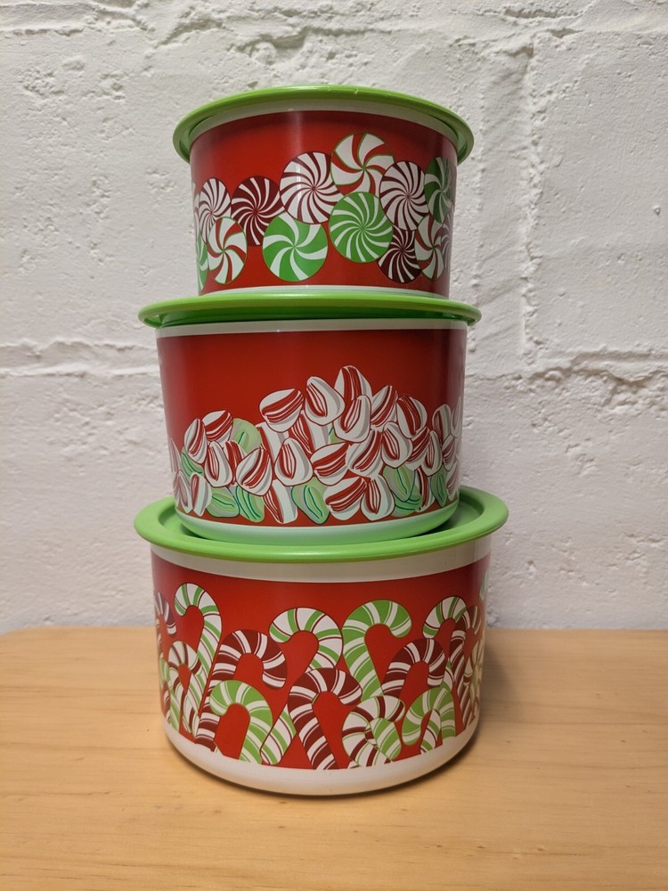 Tupperware  Candy Cane Stacking Canisters