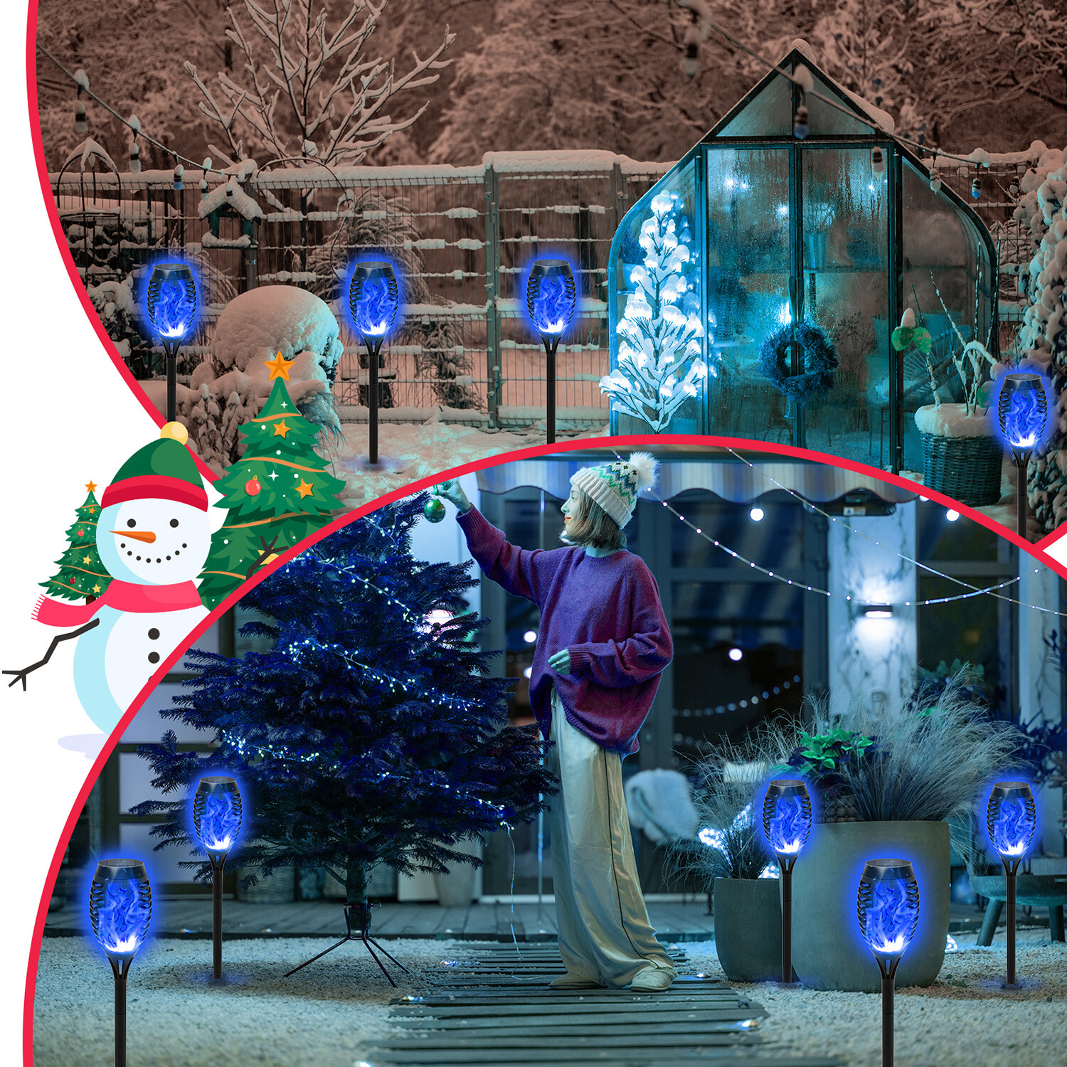 Solar Outdoor Lights Power Torch Light Flickering Flame Garden Waterproof Lamp