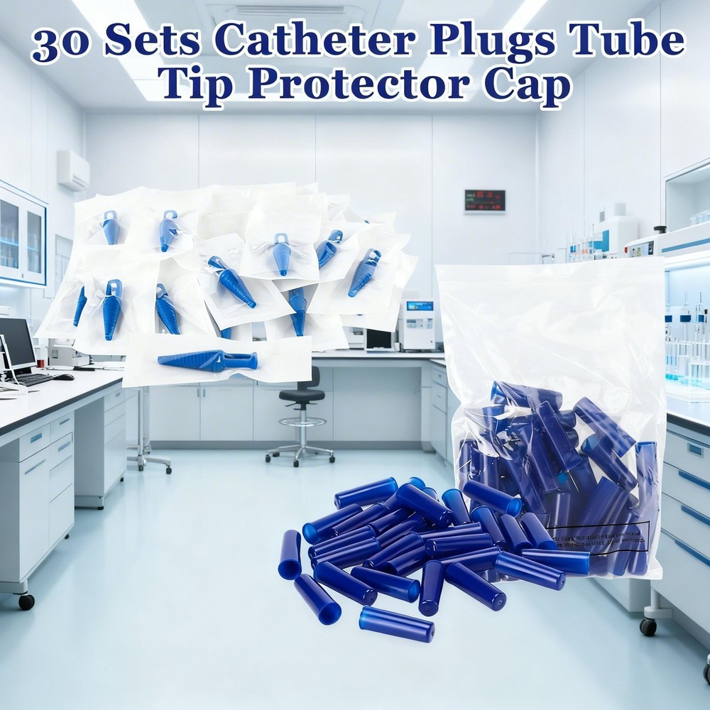 TrelaCo 30 Sets Catheter Plugs Tube Tip Protector Cap Individually Package...