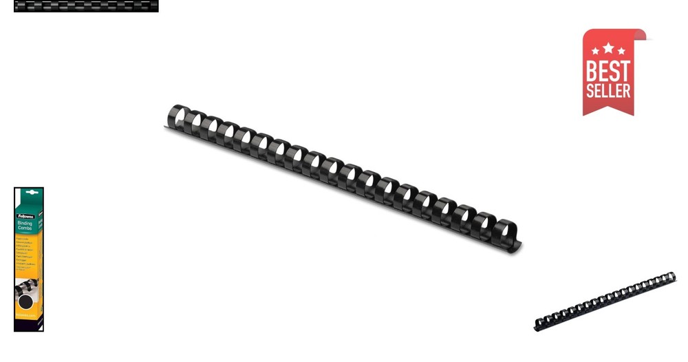100 Pack 3/8" Black Plastic Binding Combs for Professional Document Presentation