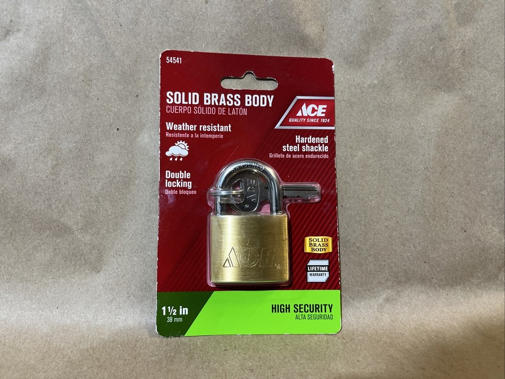 Ace Hardware Solid Brass Body High Security Lock Padlock 54541 - 1 1/2”