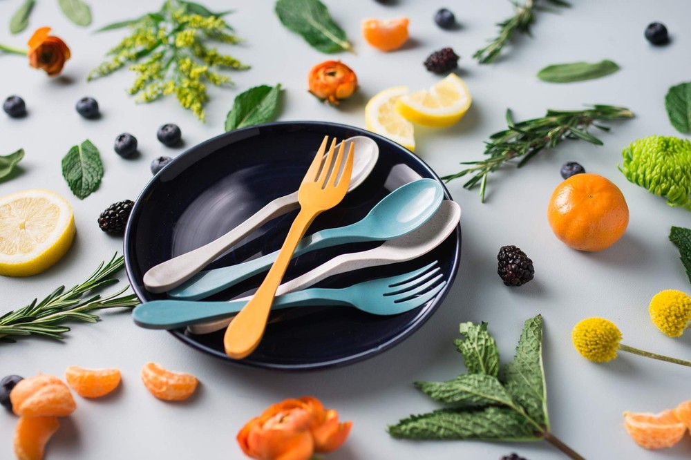 Eco Plant Based 24 Pack Reusable Flatware Set (White)…
