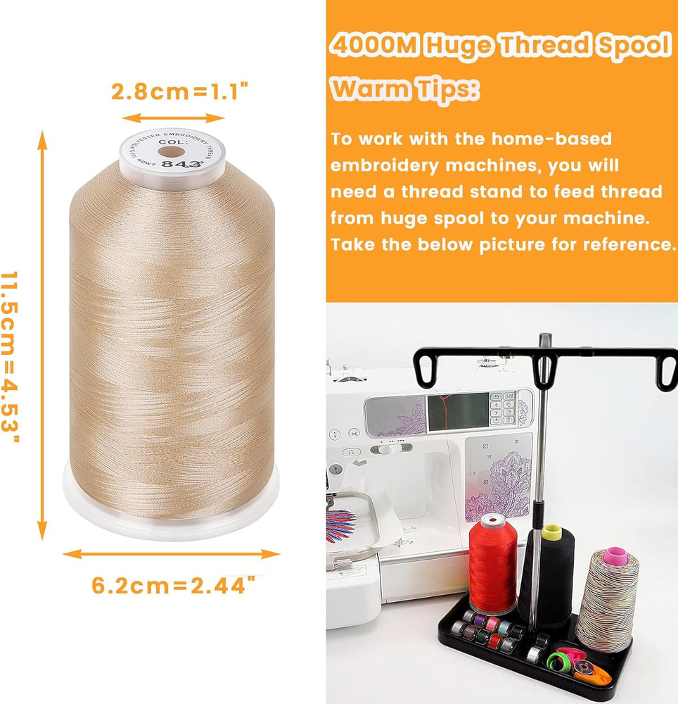 - Single Huge Spool 4000M Each Polyester Embroidery Machine Thread 40WT for Comm
