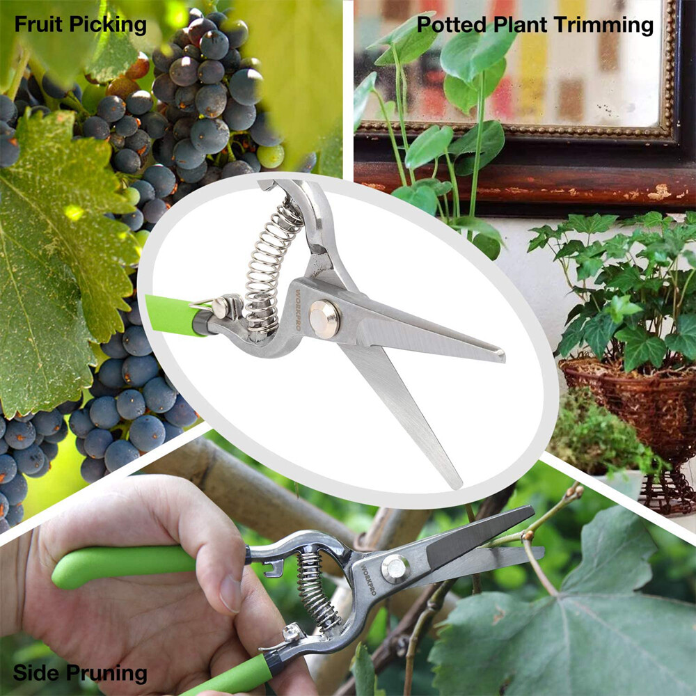 WORKPRO 2PCPruning Shears SetDropForged 8"Bypass Garden Shears&8''Handing Pruner