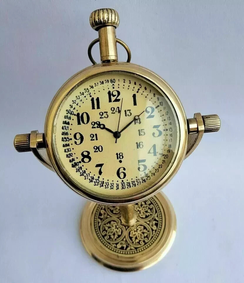 Beautiful Solid Brass Desk Clock Table Clock Antique Nautical Clock