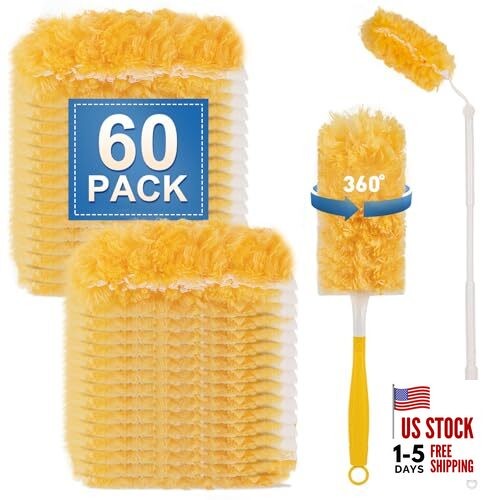 Heavy Duty Duster Refills, Disposable Dusters Kit for Cleaning 60PCS+2Handle