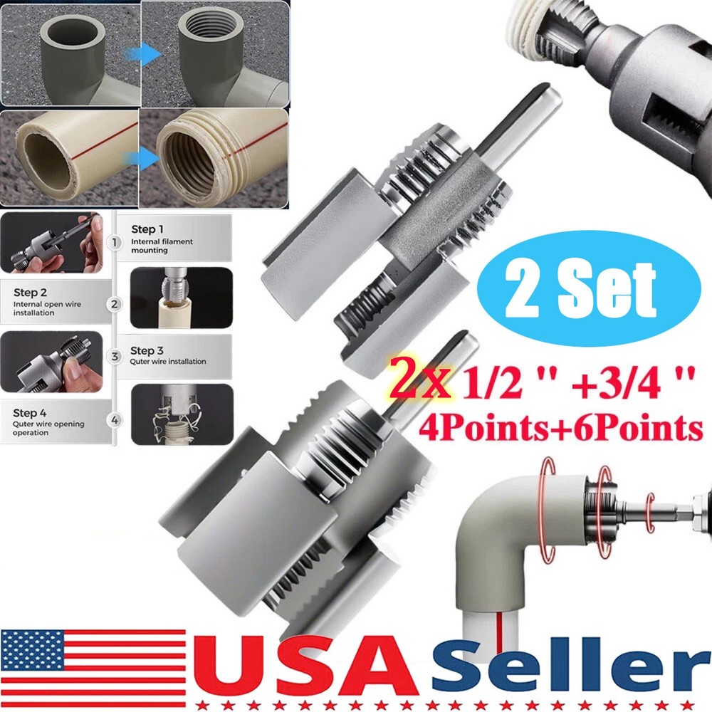 ✅2Set Integrated Internal & External Pipe Threading-Tool, PVC Pipe Threader Kit