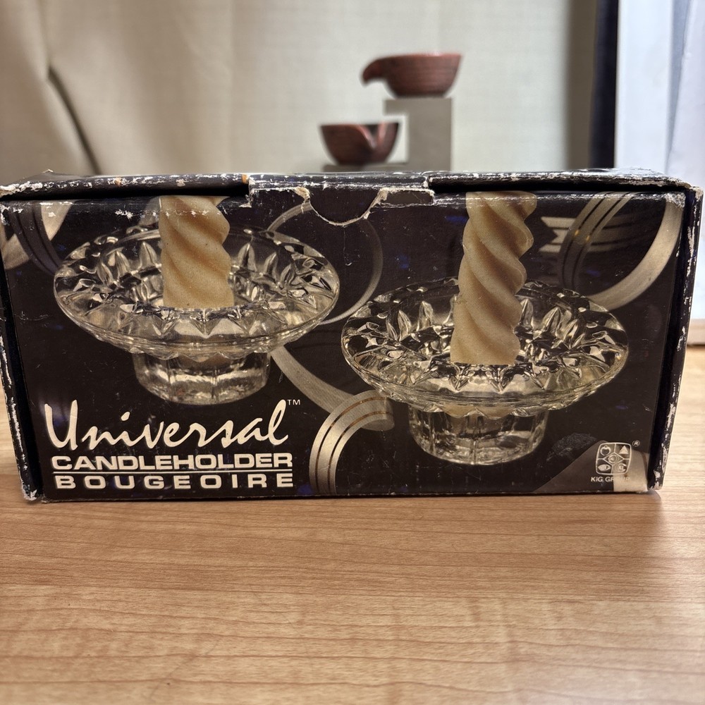 Vintage KIG Group Universal Glass Candle Holders Set Bougeoire