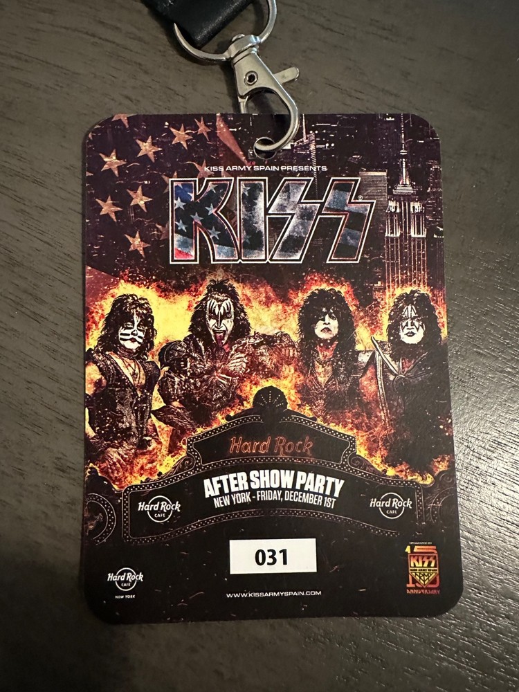 Kiss End of the Road Pass Kiss Army Hard Rock After Show Party NYC
