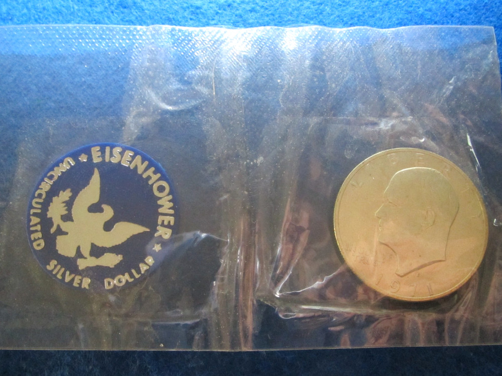 1971 S Eisenhower Silver Dollar - Bright Uncirculated - Original Packet - COA