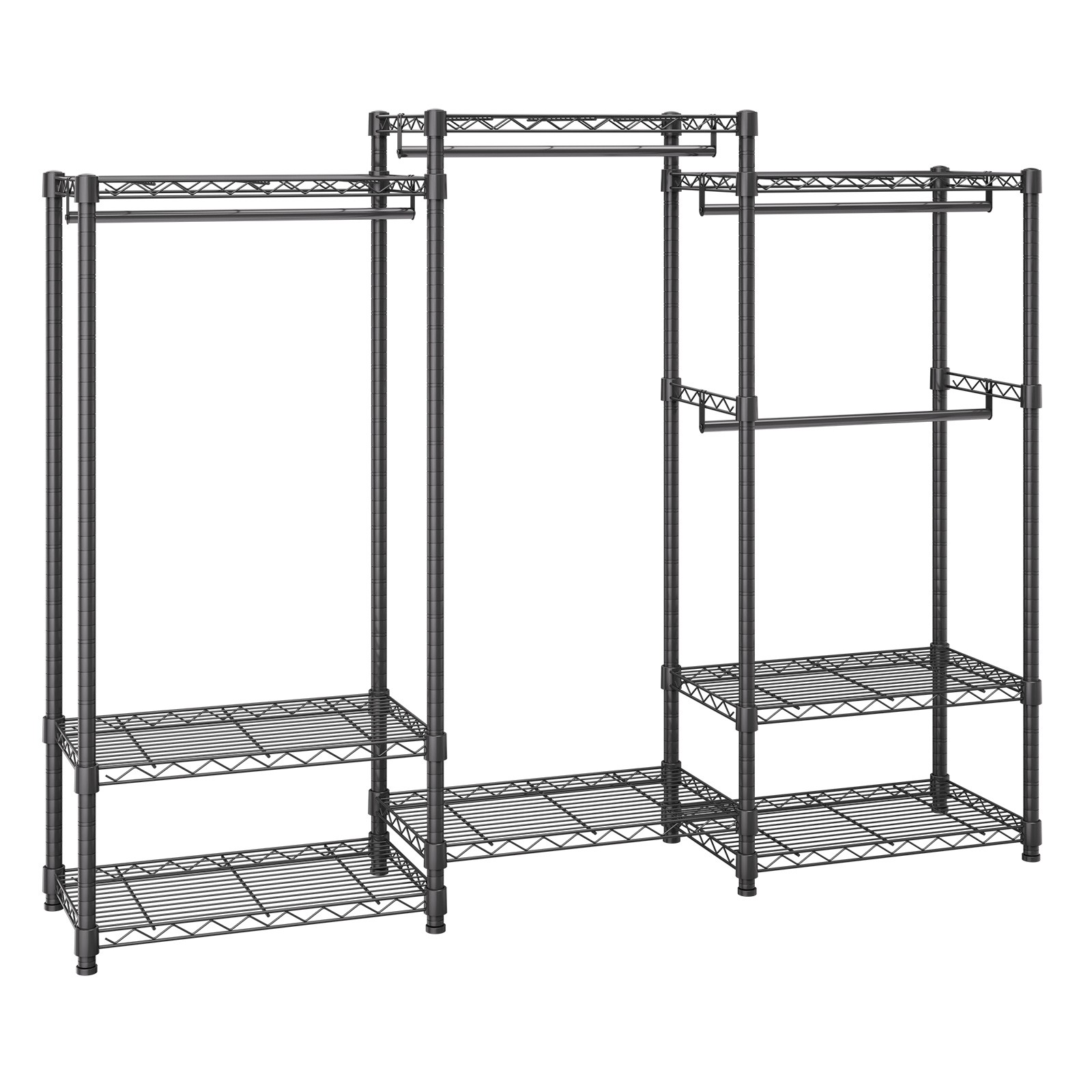 Uimoso Clothes Rack Rolling Clothing Garment Rack 4 Hang Rods & 8 Storage Tiers