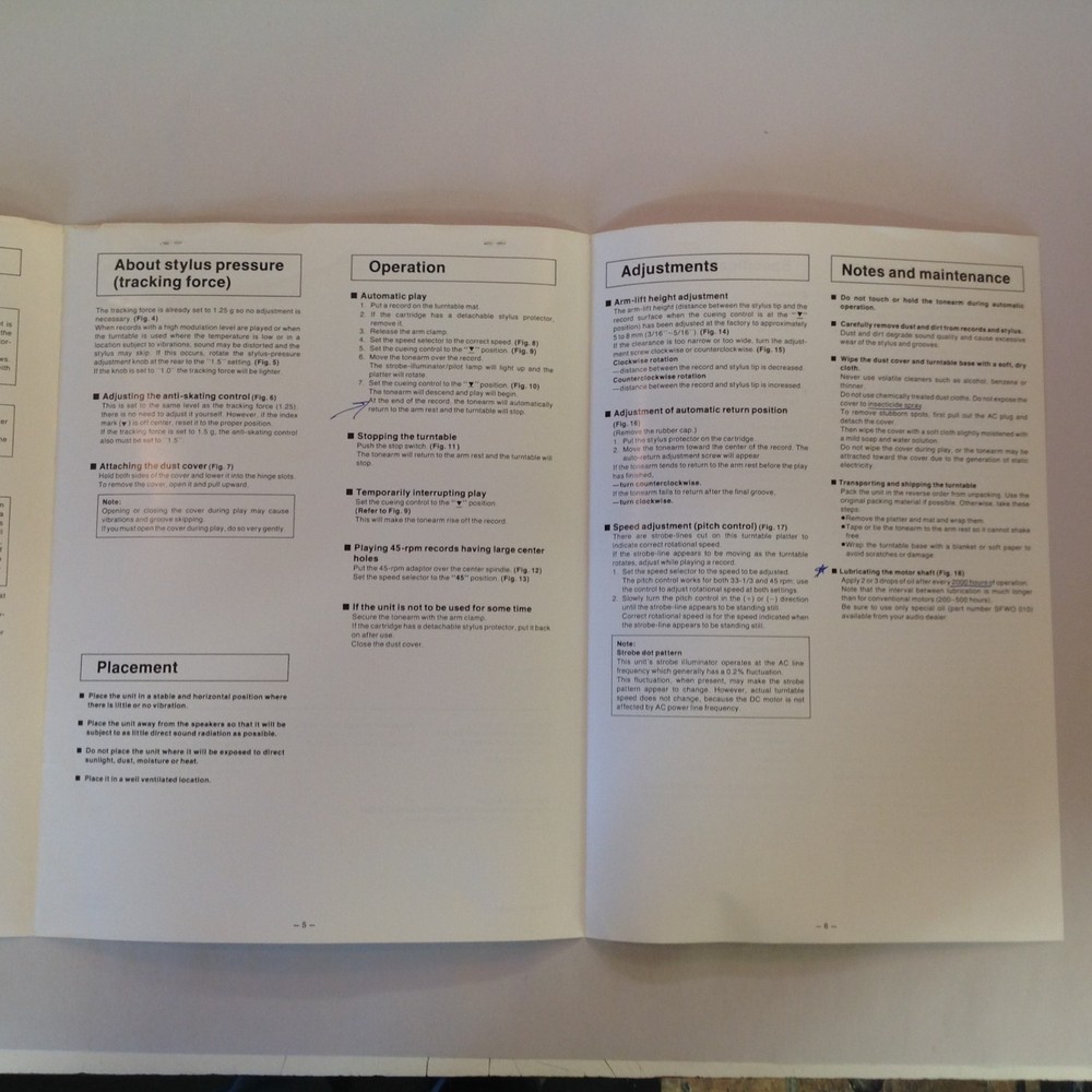 Vintage 1982 Technics Turntable System SL-D20 Operating Instructions Ephemera