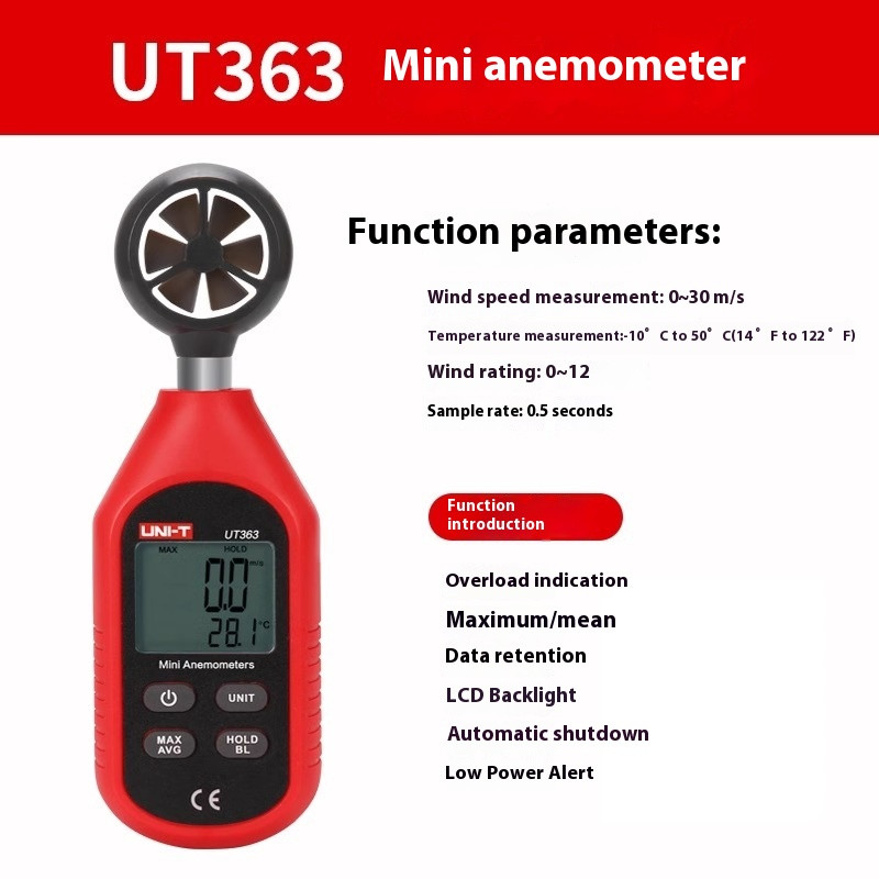 Vam361 Anemometer Separate Handheld Wind Meter Digital Display Anemometer