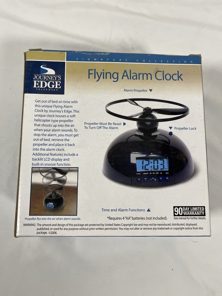 Flying Alarm Clock, Black, LCD Display