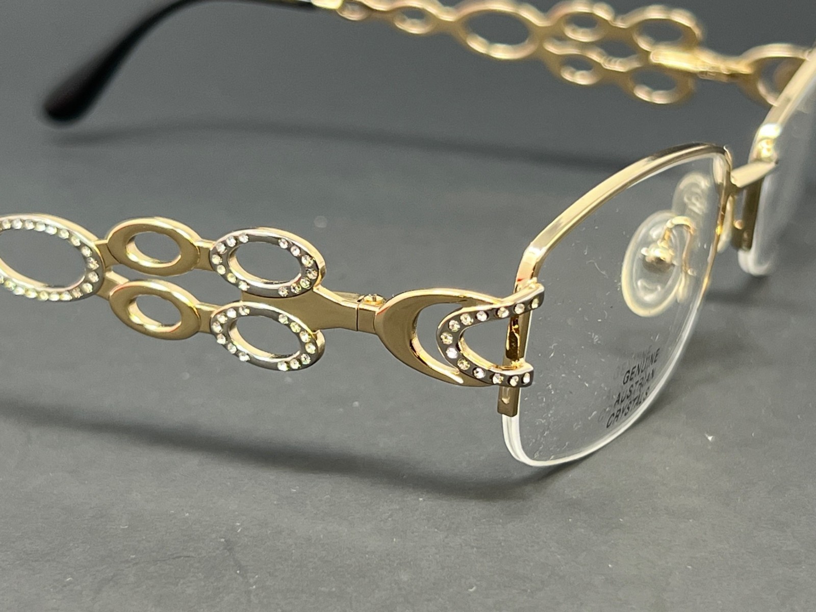 Caviar M2312-C21 Gold 53mm Women's Eyeglasses Crystals Half Rim Optical Frames