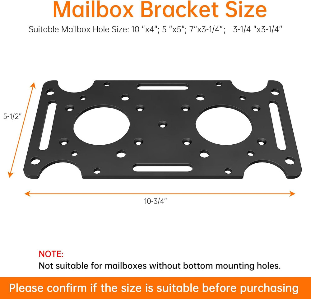 Mailbox Mounting Bracket, Plate for Post Mount Mailboxes, Compatible with Mail B