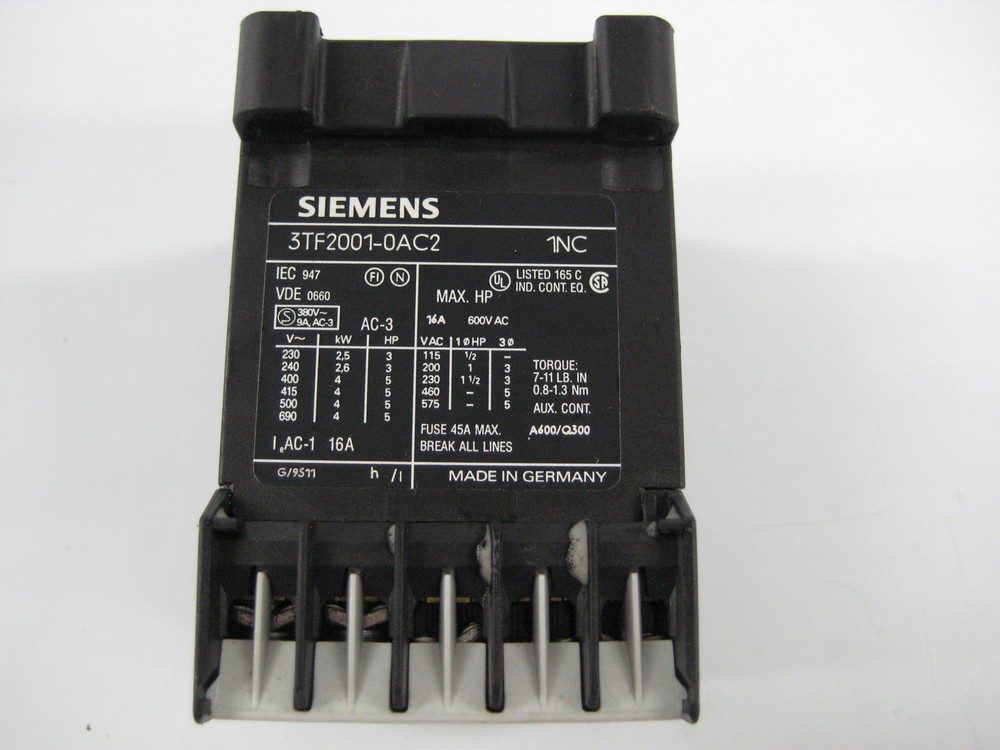 SIEMENS 3TF2001-0AC2 CONTACTOR NSNP