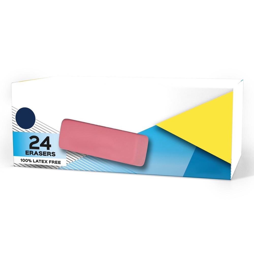 Pearl Erasers 24 Pack, Medium, Pink, Student Desk Accessories