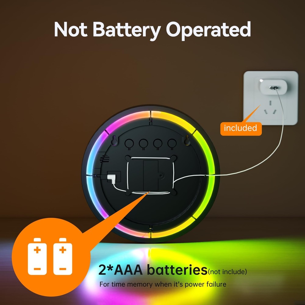 JALL 10" Large Digital Wall Clock with Seconds, Alarm Countdown Timer, Big LE...