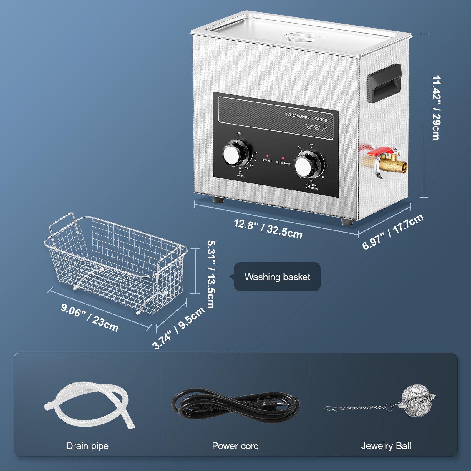 6L Ultrasonic Cleaner with Heater Timer & Basket Digital Sonic Machine