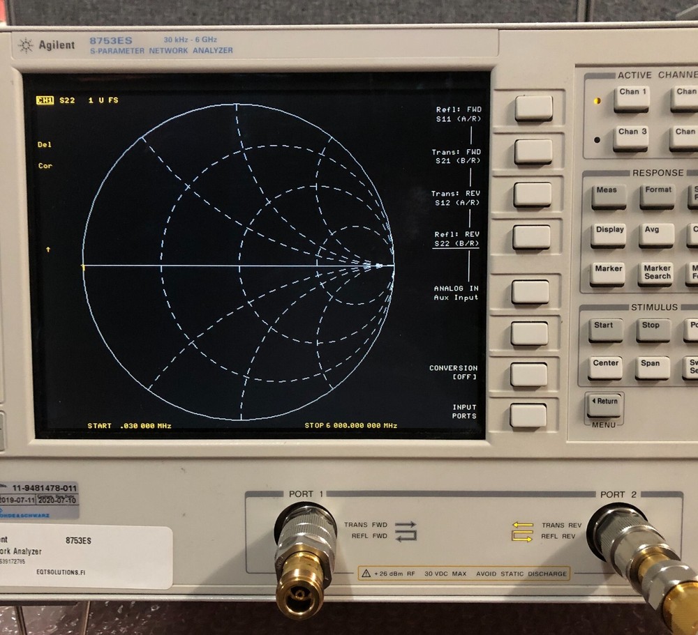 Agilent 8753ES, S-Parameter Network Analyzer, 30kHz-6GHz, OPT: 006 & 010 #