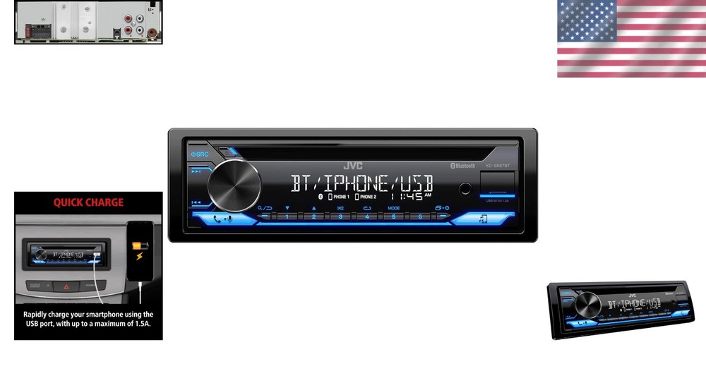 High-Performance KD-SR87BT CD Receiver - Bluetooth, USB, AM/FM & Detachable Face
