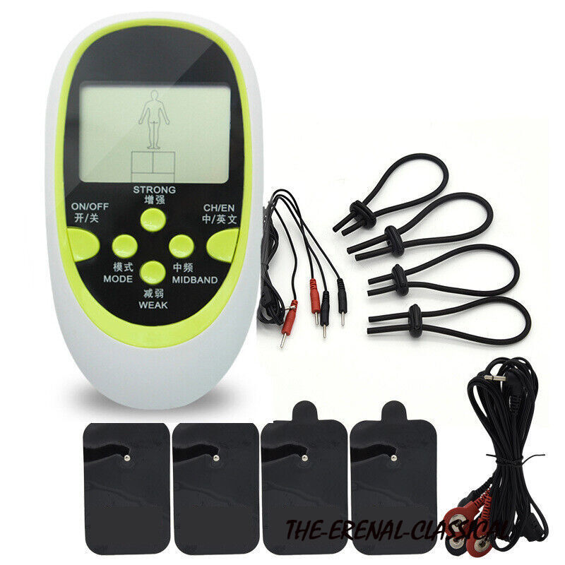 E-Stim Shock Pulse Machine Shocking Pads Wire Rings Therapy Device