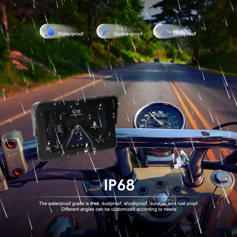 5" Apple CarPlay Android Auto Portable Screen Waterproof Navigator Motorcycle