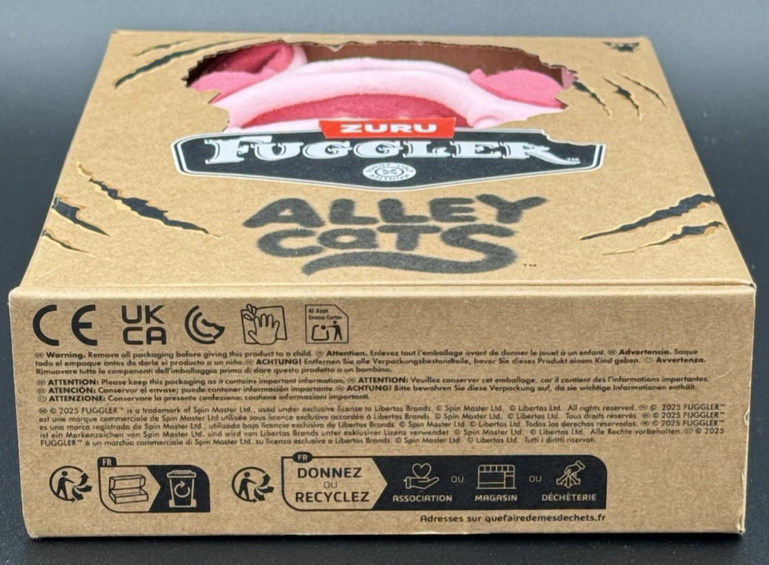 Fuggler Alley Cats Wrinkle McStinkles Plush Sphinx 9" Plush Toy Pink Zuru New