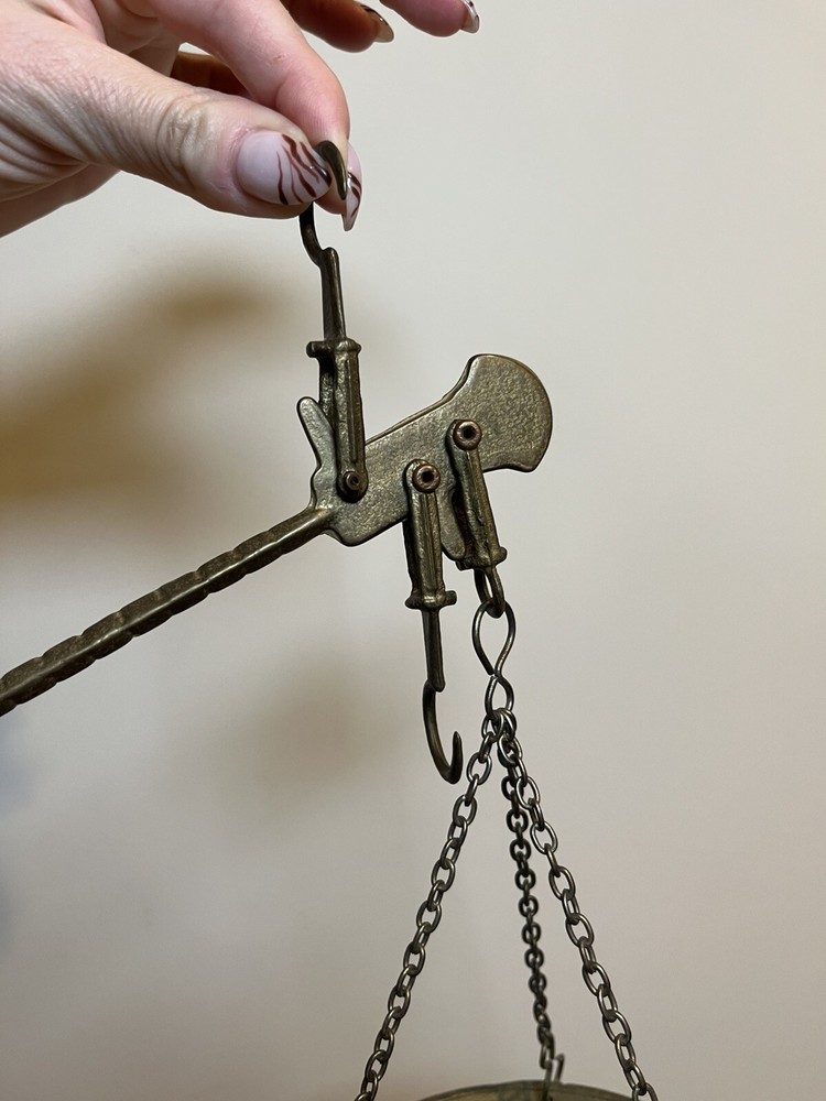 Vintage Solid Brass Hanging Weighing Beam Balance