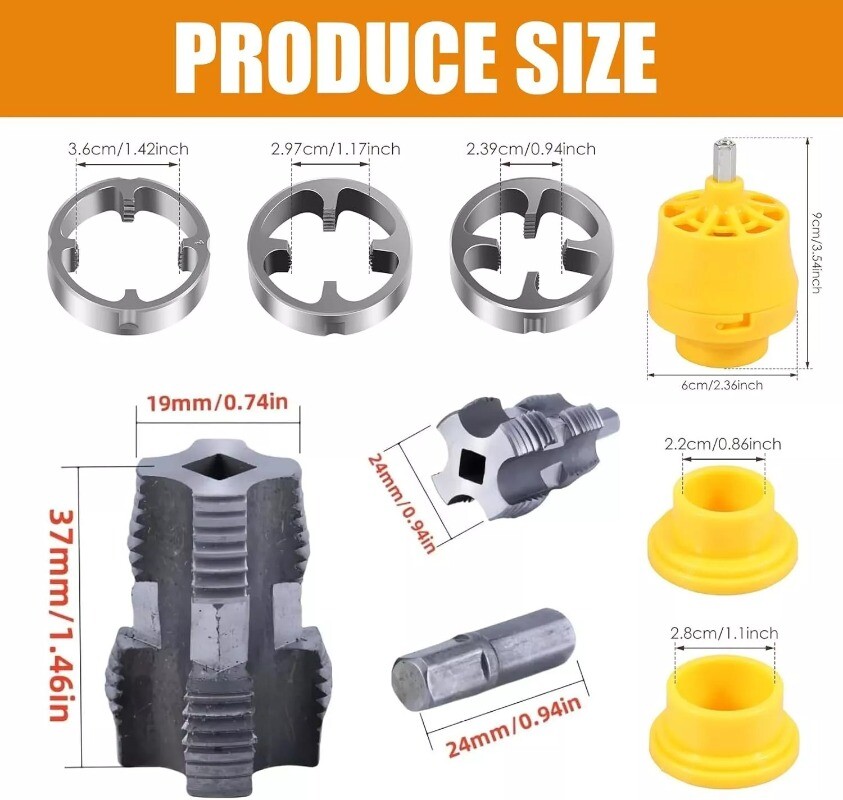 7pcs/1set Electric Drill Compatible PVC Pipe Threader Kit with Various Die Sizes