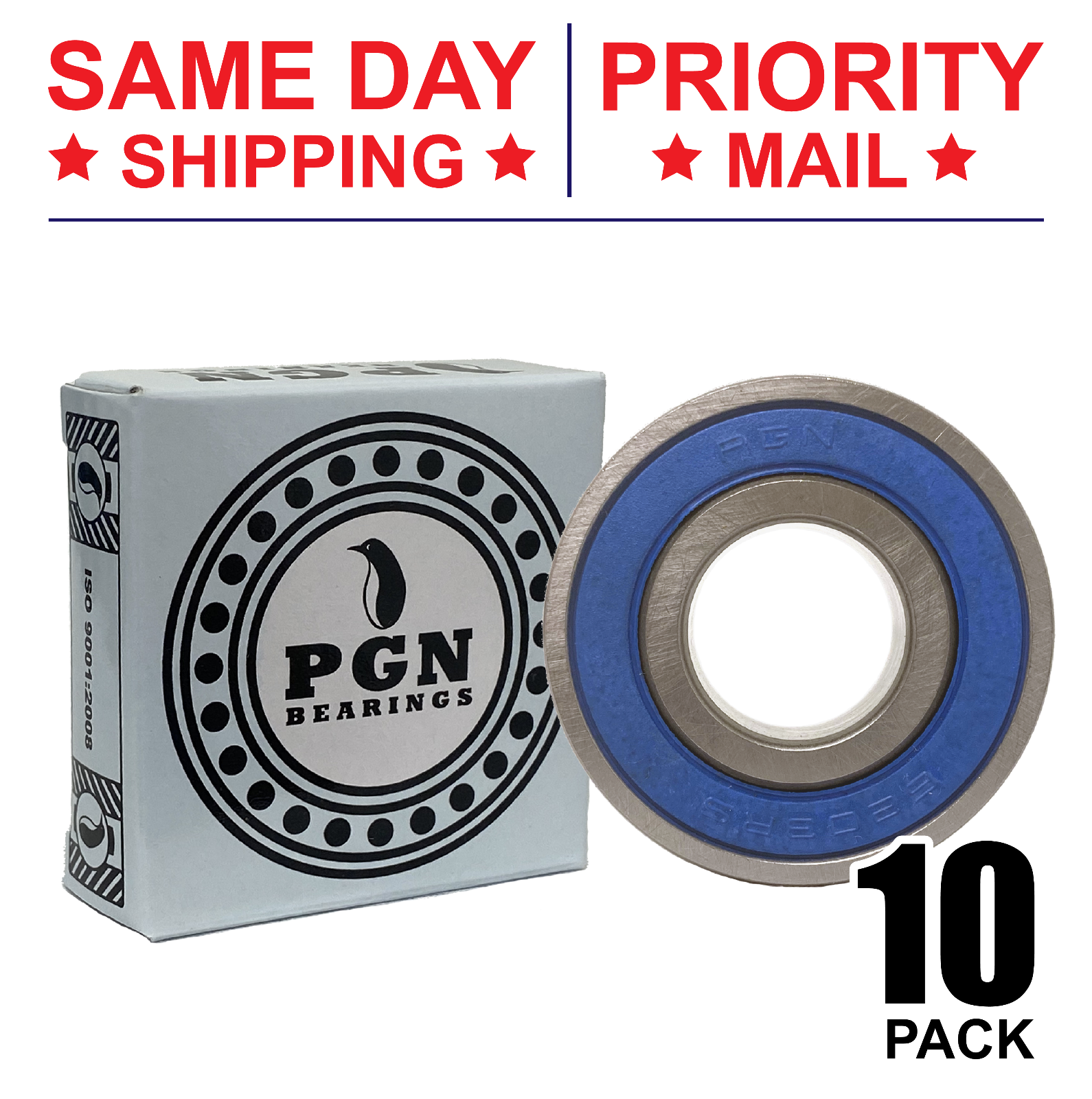 6203-2RS C3 EMQ Premium Rubber Sealed Ball Bearing, 17x40x12, 6203RS (10 QTY)