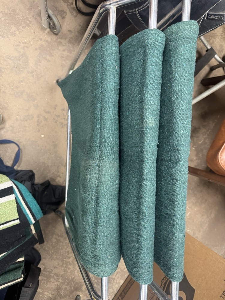 3 Green Western Saddle Blankets (single weave)
