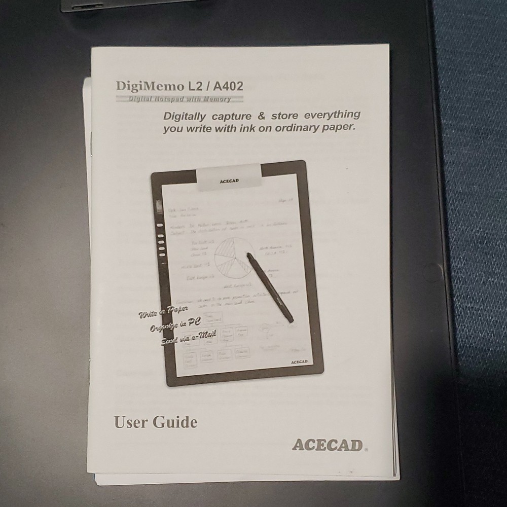 ACECAD DigiMemo L2 Graphics Tablet USB DM-L2 Stylus Handwriting Recognition