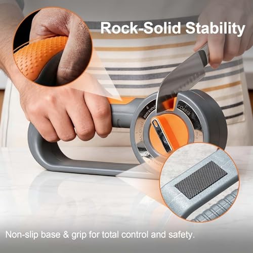6-in-1 Knife Sharpener for Kitchen - Easy Dial Selects Mode for Chef‘s,