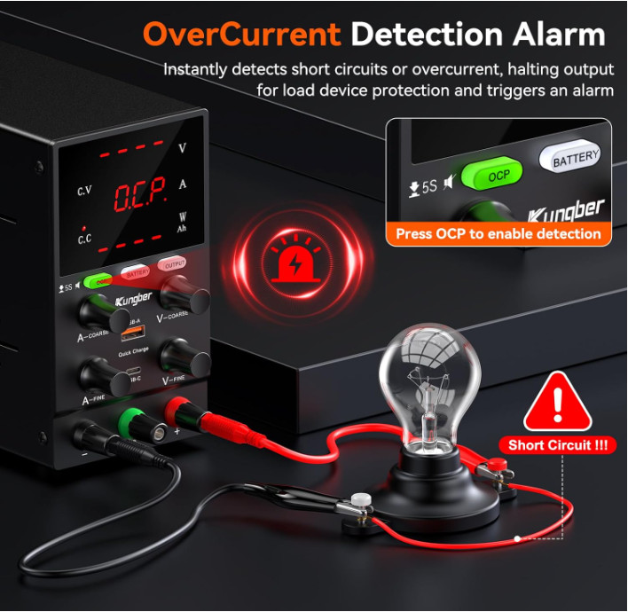 DC Power Supply Variable, 30V 10A Adjustable Switching Regulated DC Bench Pow...