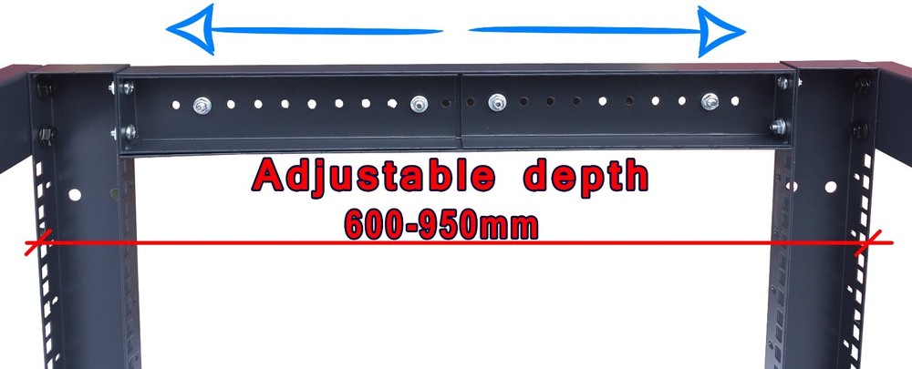 18U 4 Post Open Frame 19" Network Server Rack on Caters Adjustable Depth 24"-37"