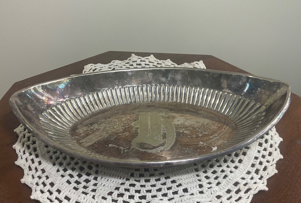 Vintage Gorham Co Silver Soldered Bread Tray 085 Monogram L