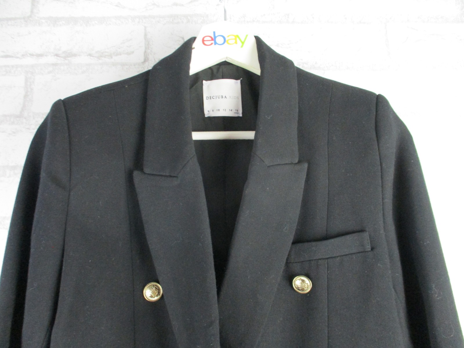 DECJUBA KIDS Girls Double-Breasted Blazer Jacket Black Size 16 Gold Buttons