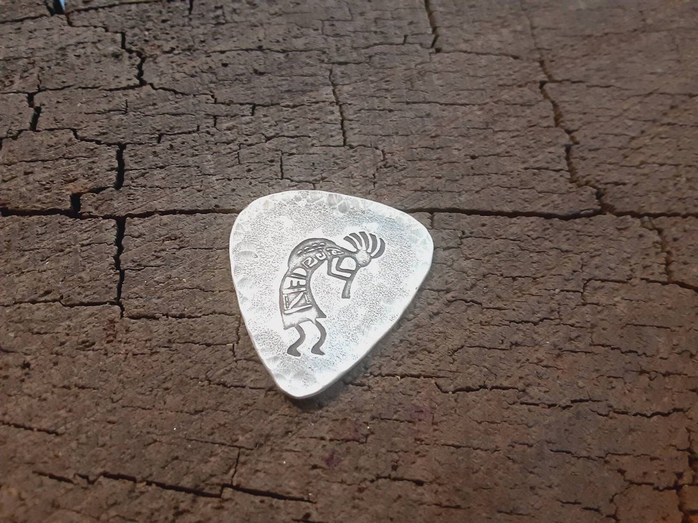 Sterling silver guitar pick with kokopelli - playable