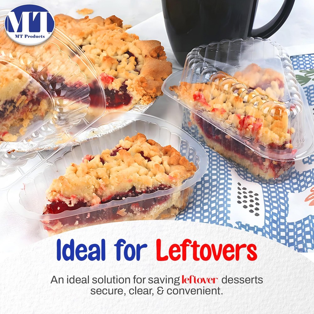 MT Products Individual Single Slice Pie & Cake Containers Extra Small, Clear