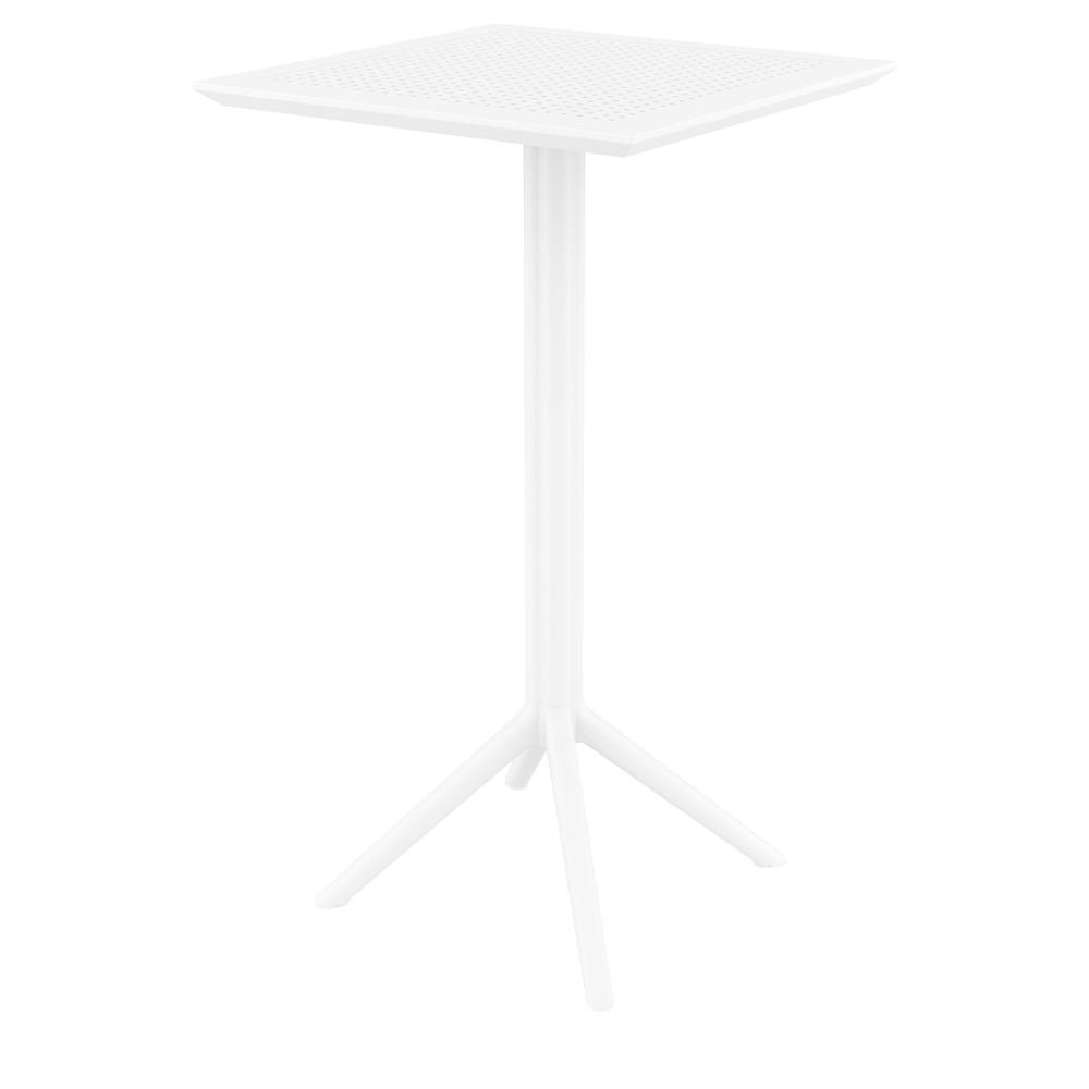 Sky Ares Square Bar Set with 2 Barstools White