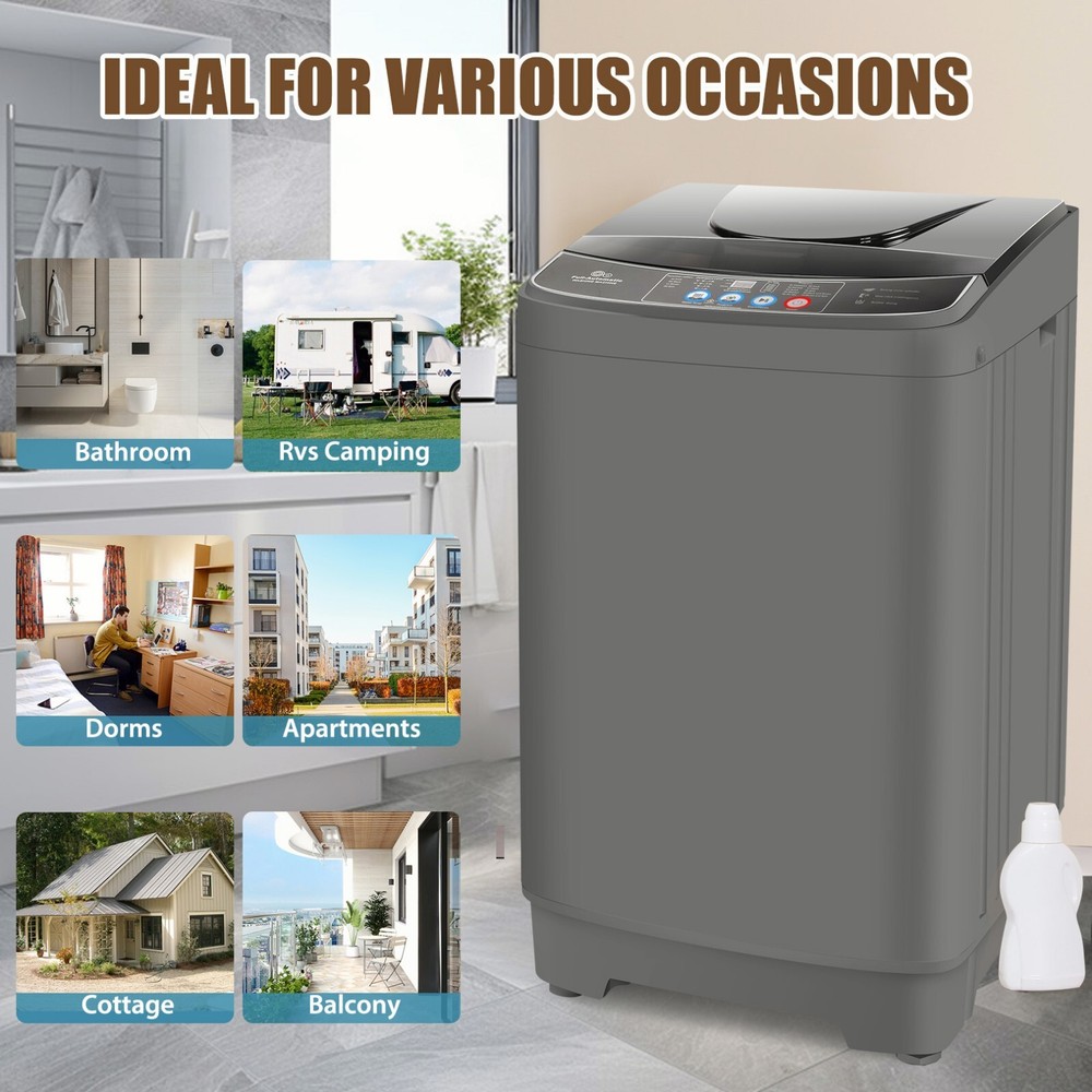 Washing Machine Compact Laundry Washer Energy Saving 15.6LB Top-Loading Washer