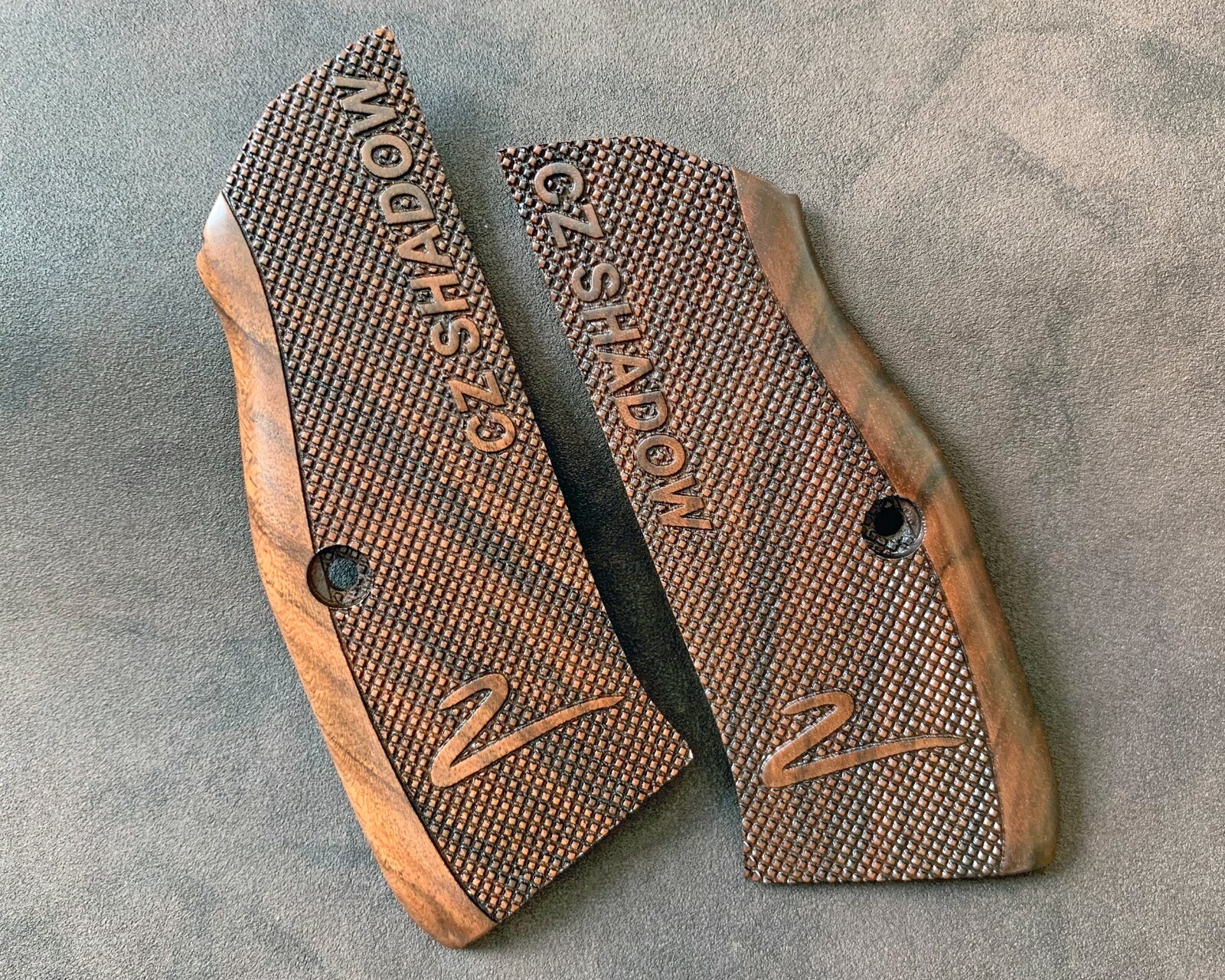 CZ Shadow 2 Turkish Walnut Wood Grips. Checkered. Handmade. USA Based Seller