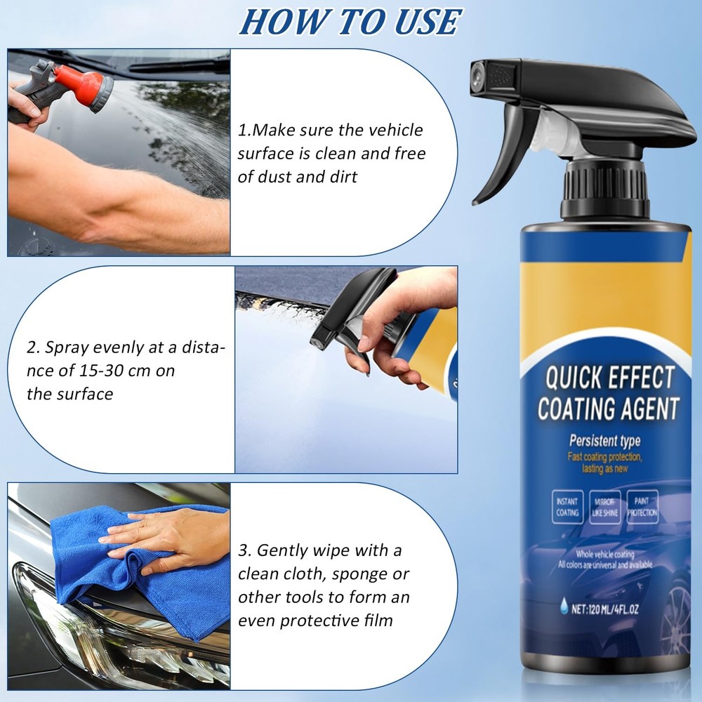 2PCS Car Coating Spray, Quick Effect Agent, Coat Wax,Car Scratch...