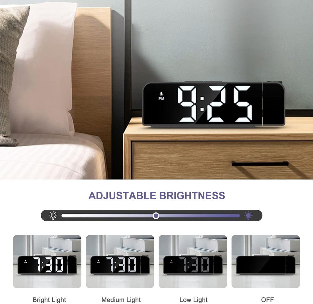 Projection Alarm Clock,with Projection on Ceiling with 7.9" Large Display