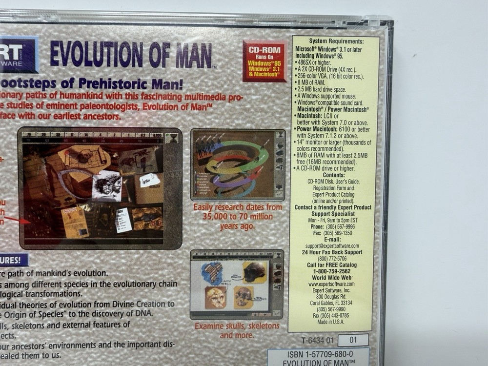 Evolution Of Man Expert Software CD-ROM Windows 95 - MINT Disc!